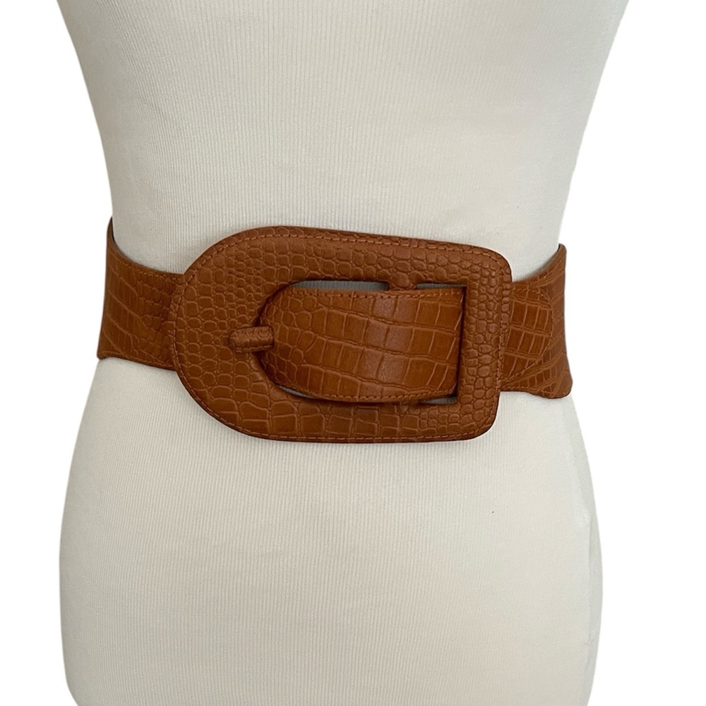 Vintage Express wide leather Croc look belt